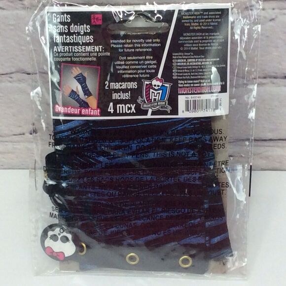 Monster High Fangtastic Glovelettes Child Size 6+ Blue/Black Costume Accessory - Picture 4 of 8